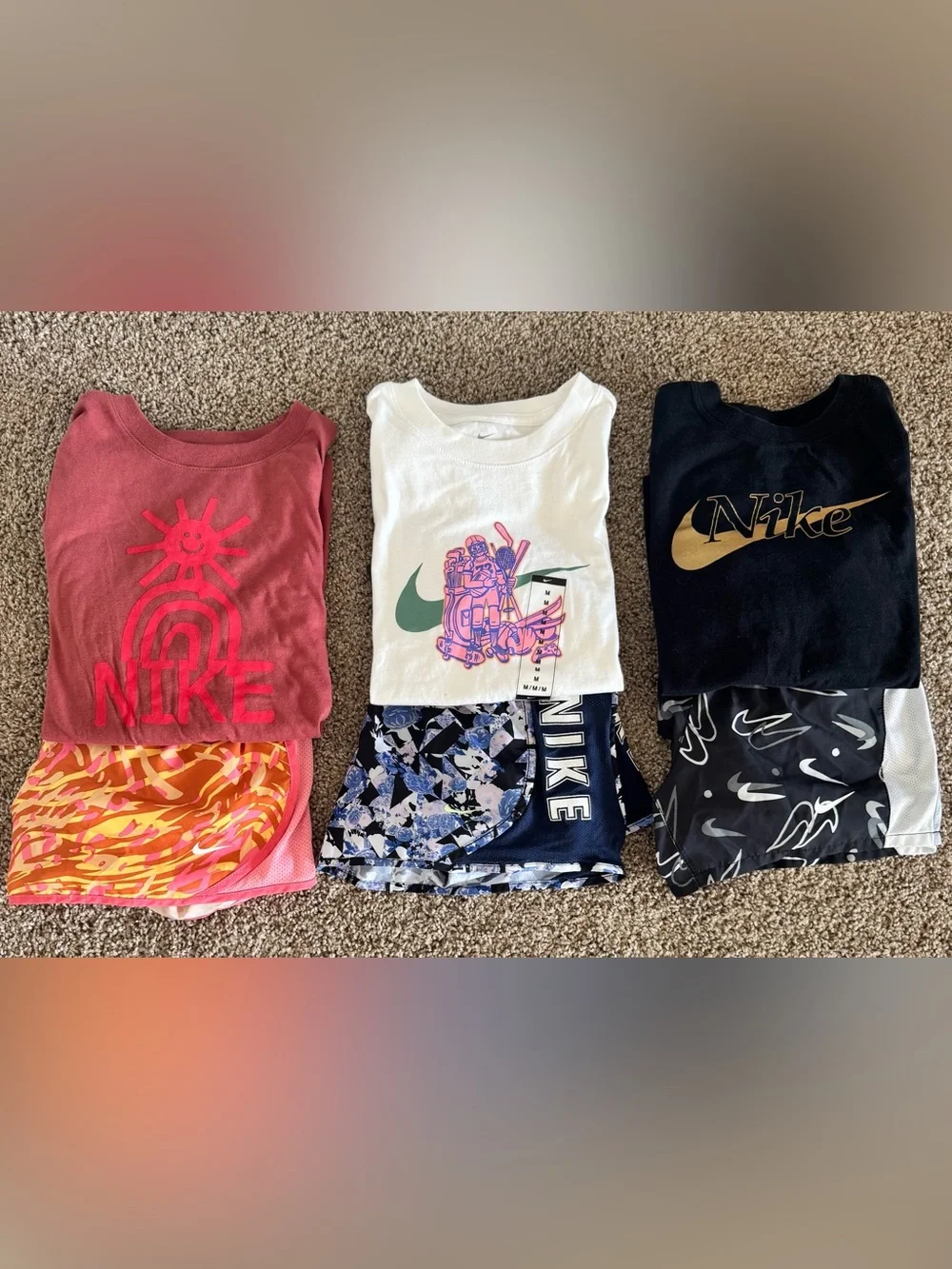 Nike Girls 3 Outfits:Nike shirts w/matching Nike shorts- Back to School NWT/NWOT